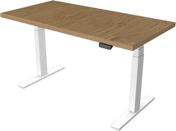 Tavolinë zyre sit-stand UVI 065031161292, 139x68 cm, rregullim lartësie 62-128 cm, ngarkesë max 125 kg, motor elektrik, e bardhë/lis natyral