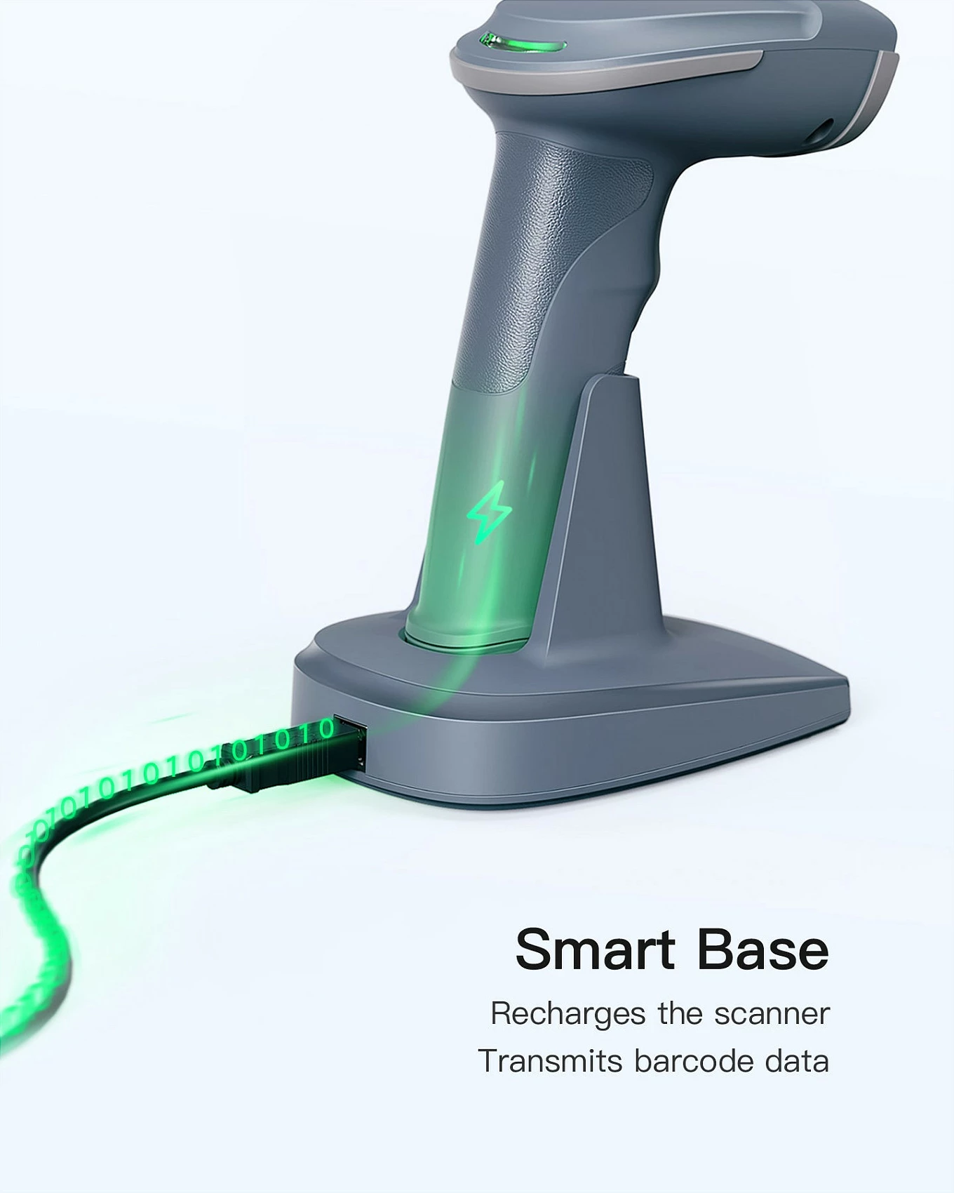 Skaner barkodi Inateck BCST-54, 1D/2D, Bluetooth/USB, bazë karikimi, blu/gri