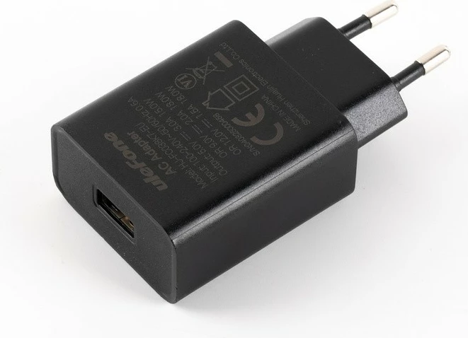 karikues muri Ulefone UF-CHAR-18WR 18W 1x USB-A EU plug për Armor 15/16, Pad Pro, Tab A11 i zi