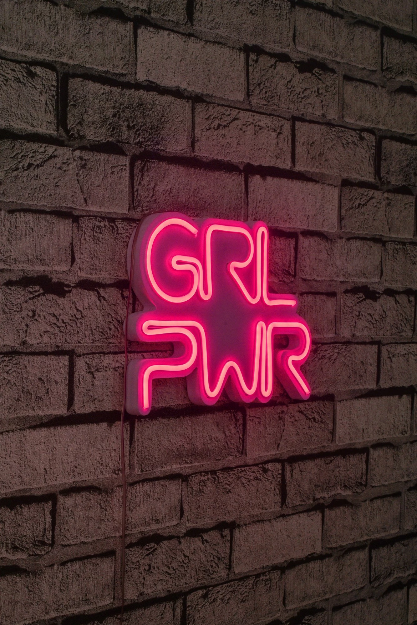 Dekor dritash LED plastike, Girl Power, rozë