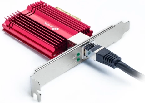 Kartelë rrjeti PCIe TP-LINK TX401 10 Gigabit (10GbE) RJ45, me kabllo CAT6A 1.5m, e kuqe