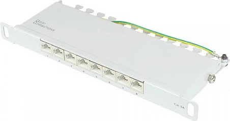 Patch panel GoodConnections GC-N0129, Cat6a, 8x RJ45, 0.5U, 10 Gigabit Ethernet, gri