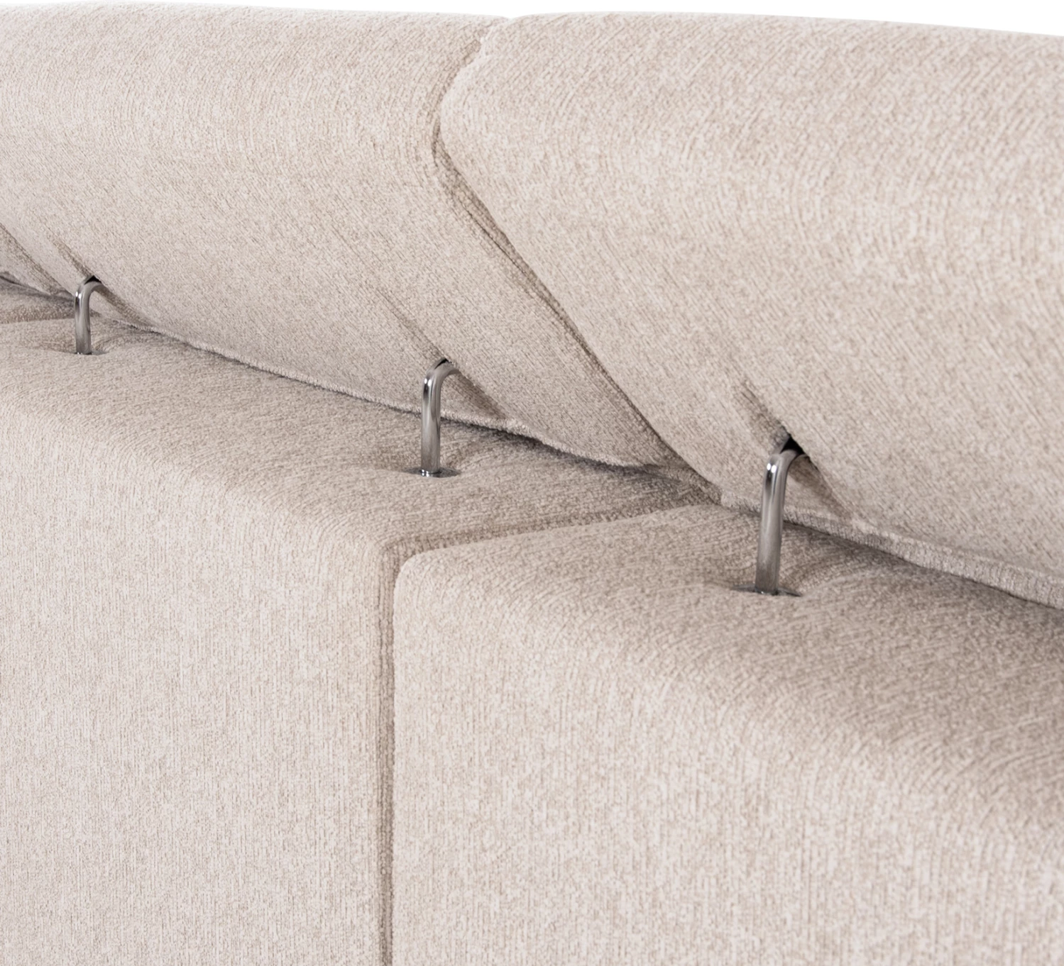 Kënd i djathtë divan 5 vende me recliner, material ecru, LUNARIS CD3316.02R, 307x267x94H