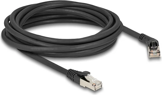 Kabëll rrjeti DeLOCK RJ45 Cat6a S/FTP, 5 m, 45° i këndshëm, i zi