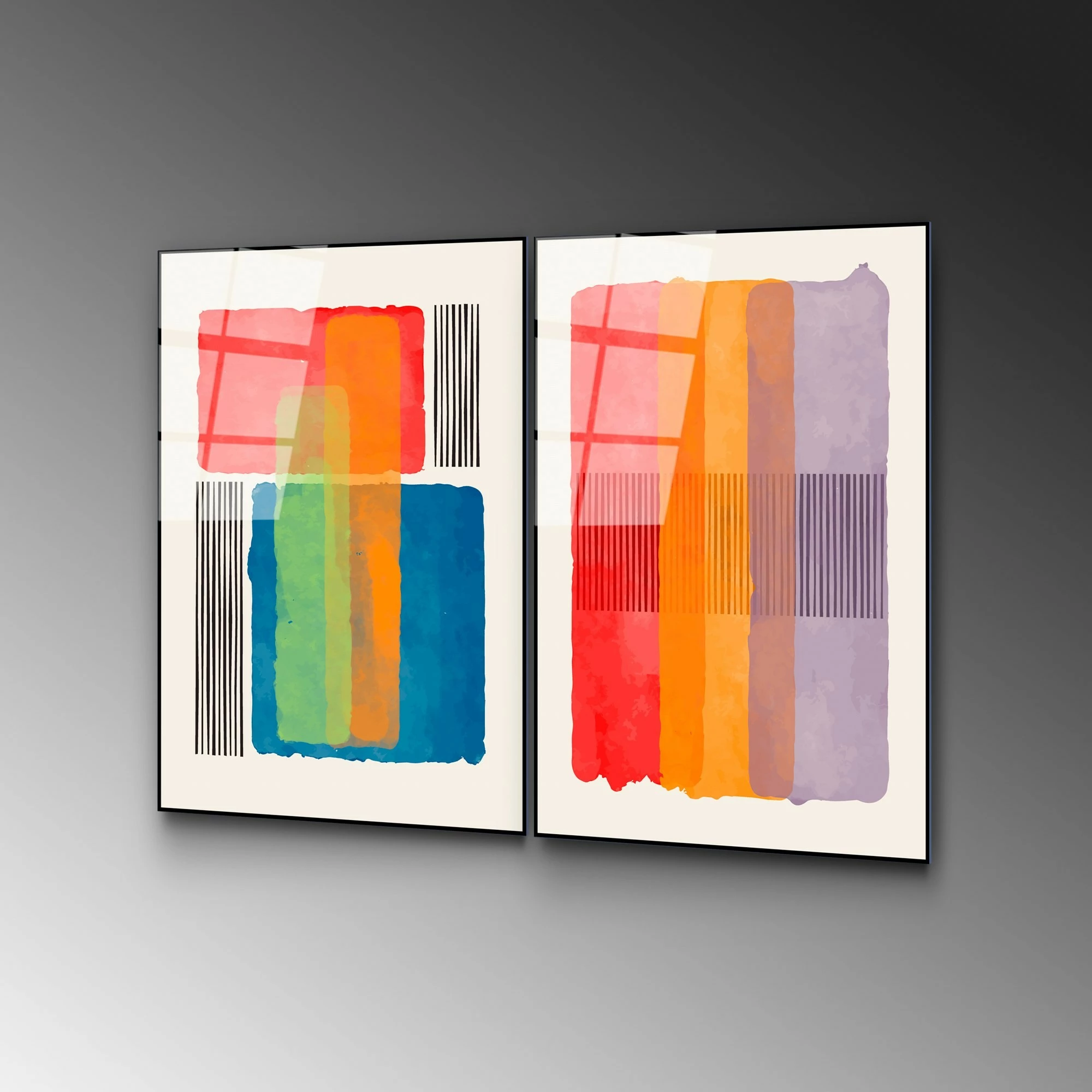 Pikturë dekorative prej xhami të temperuar (2 copë), Wallity, UV-948, 45x65cm