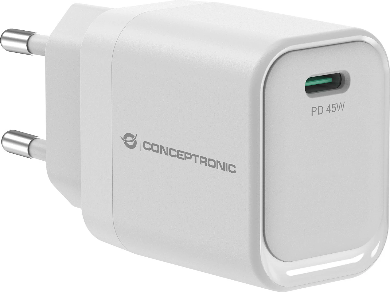 Karikues Conceptronic 1-Port GaN USB-C 45W PD 3.0/PPS, i bardhë