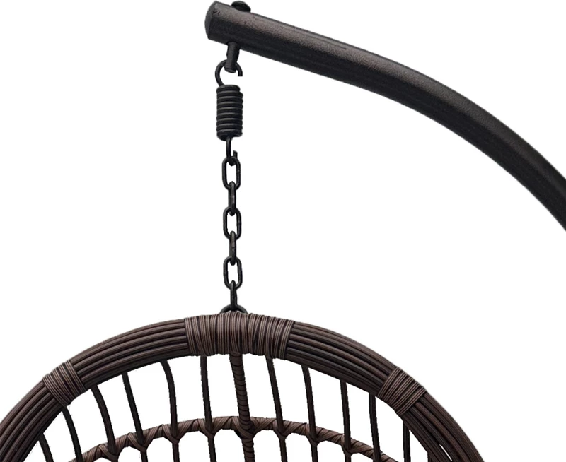 Karrige lëkundëse vezë me bazë Cungo, metalik, ratan kafe, jastëk bezhë, 125x105x195cm