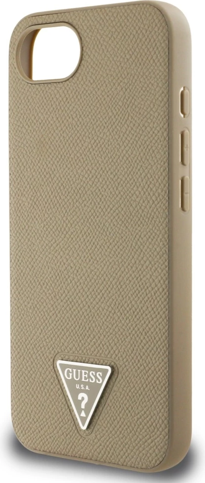 Mbështjellës Guess Grained Triangle MagSafe për iPhone 16e, Kafe