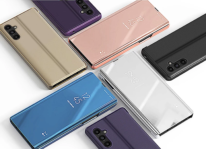 Mbështjellës Hurtel Clear View Case për Samsung Galaxy A14, me kapak, Kaltër