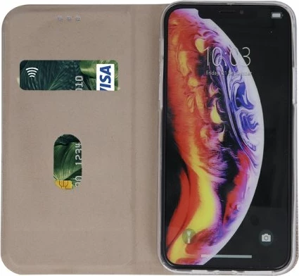 Mbështjellës me kapak ONASI Moon Flip 9722 për iPhone 11 Pro, me magnet, xhep karte, Gold