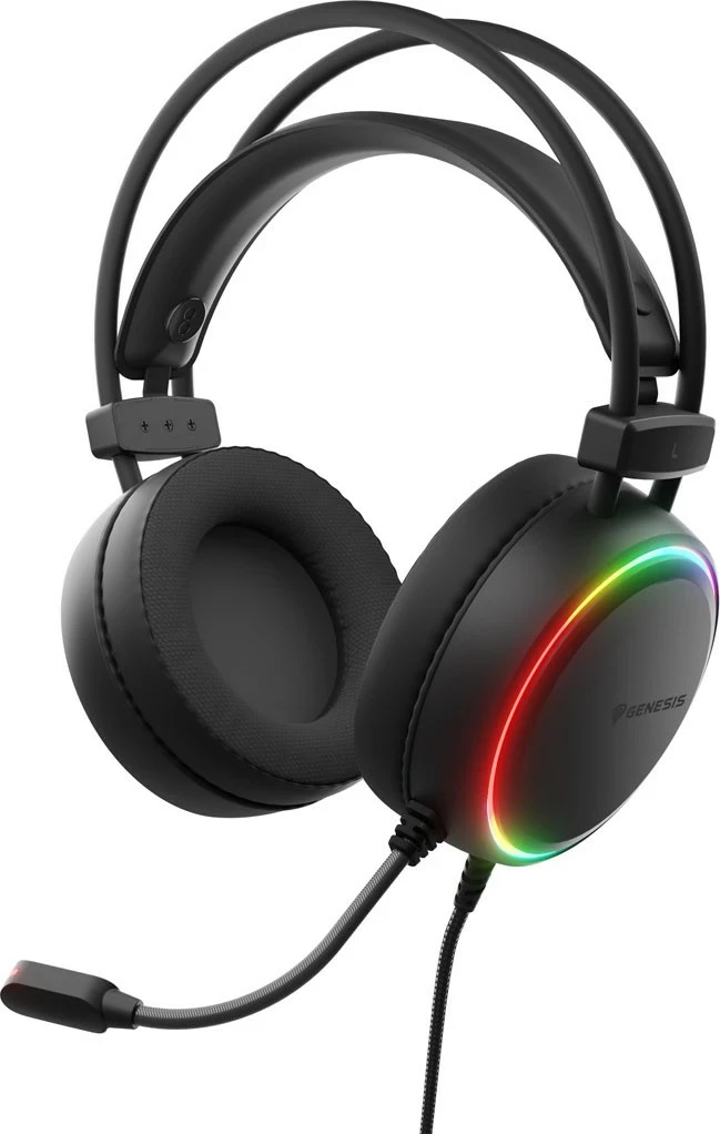 Kufje gaming Genesis Neon 614, USB, 7.1, RGB, me mikrofon, zezë