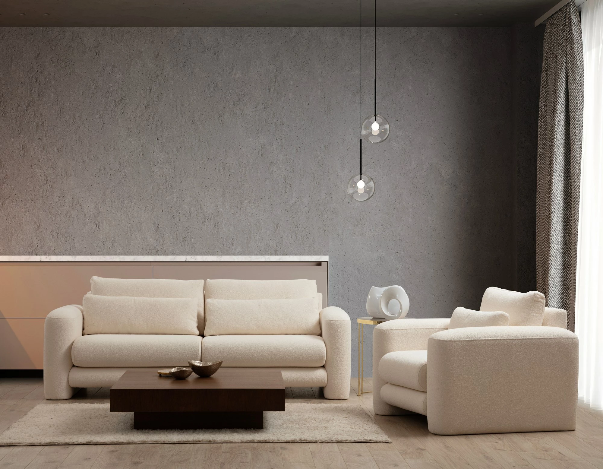 Karrige Wing Atelier del Sofa, ngjyrë krem, Lily