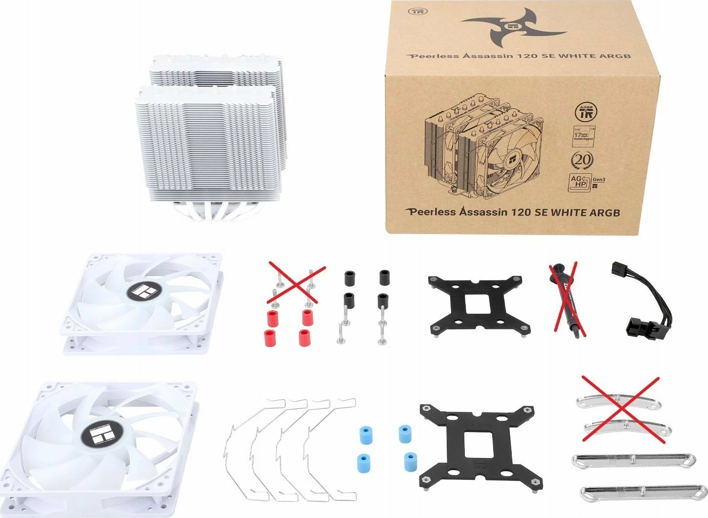 Ftohës CPU Thermalright Peerless Assassin 120 SE, 2x120mm ARGB PWM, 6 heatpipes, për LGA1700/AM5, i bardhë