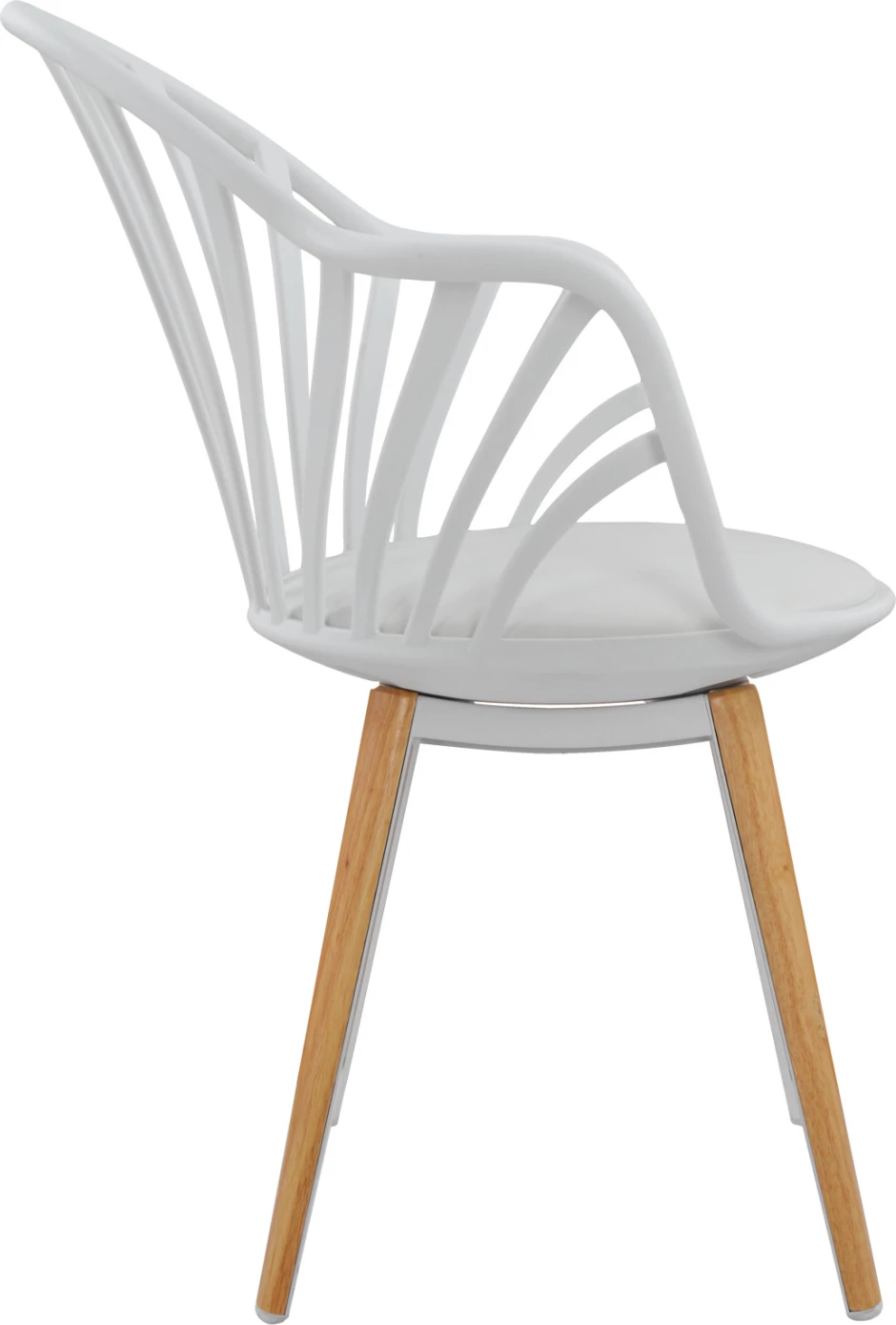 Karrige ngrënieje Anais e bardhë me këmbë druri 60x61x85,5 cm, set prej 4 copë