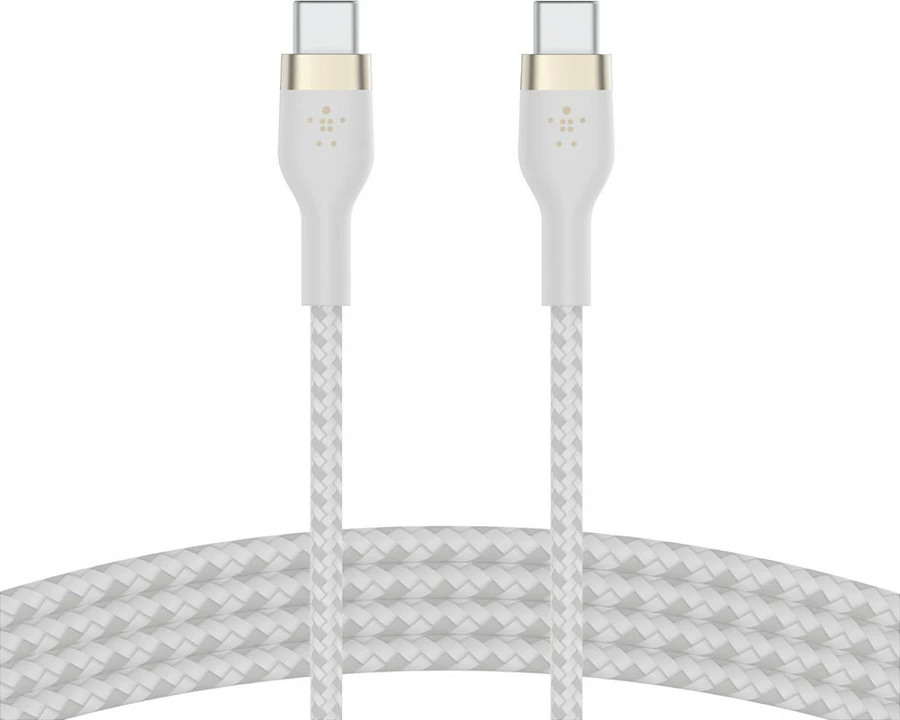 Kabëll USB-C Belkin BOOST↑CHARGE PRO Flex, 1 m, USB-C në USB-C, USB PD, i bardhë