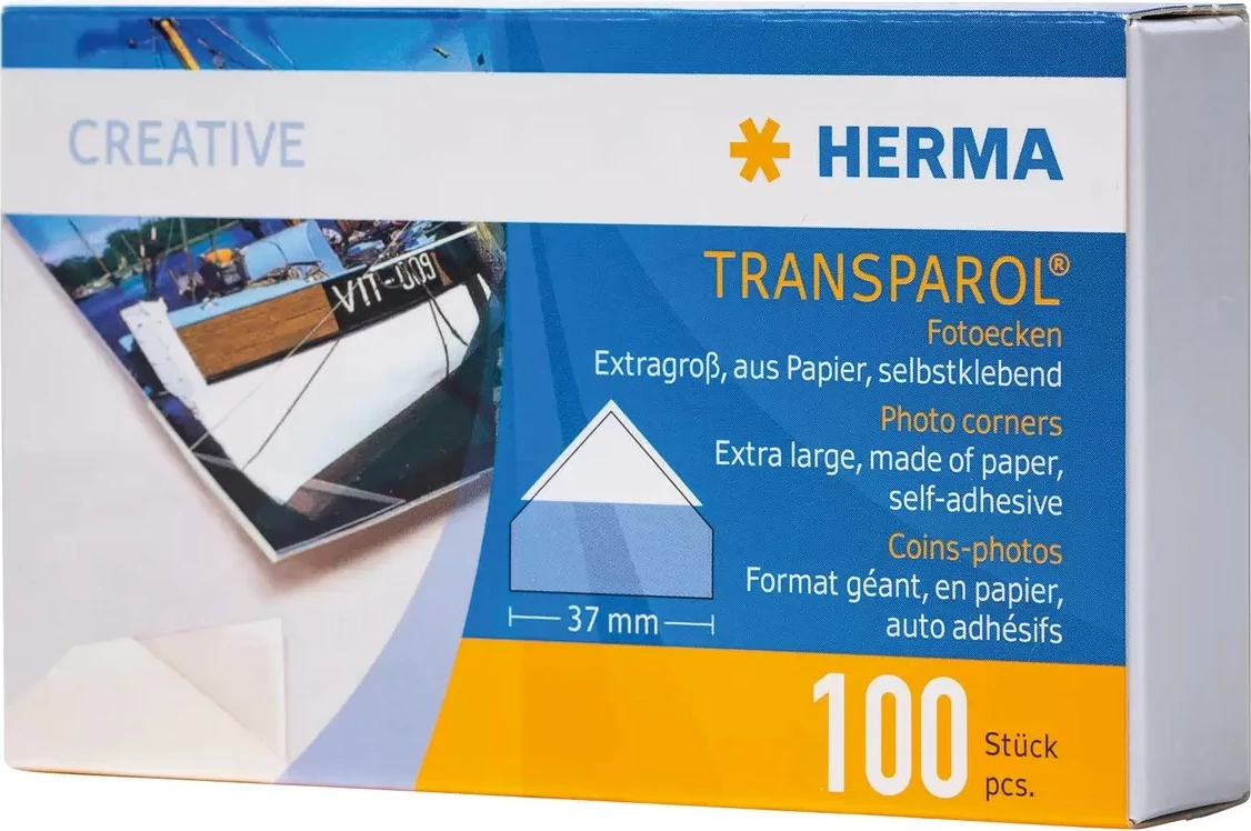 Kënde fotoje HERMA, letër, të bardha, të mëdha, 100 copë