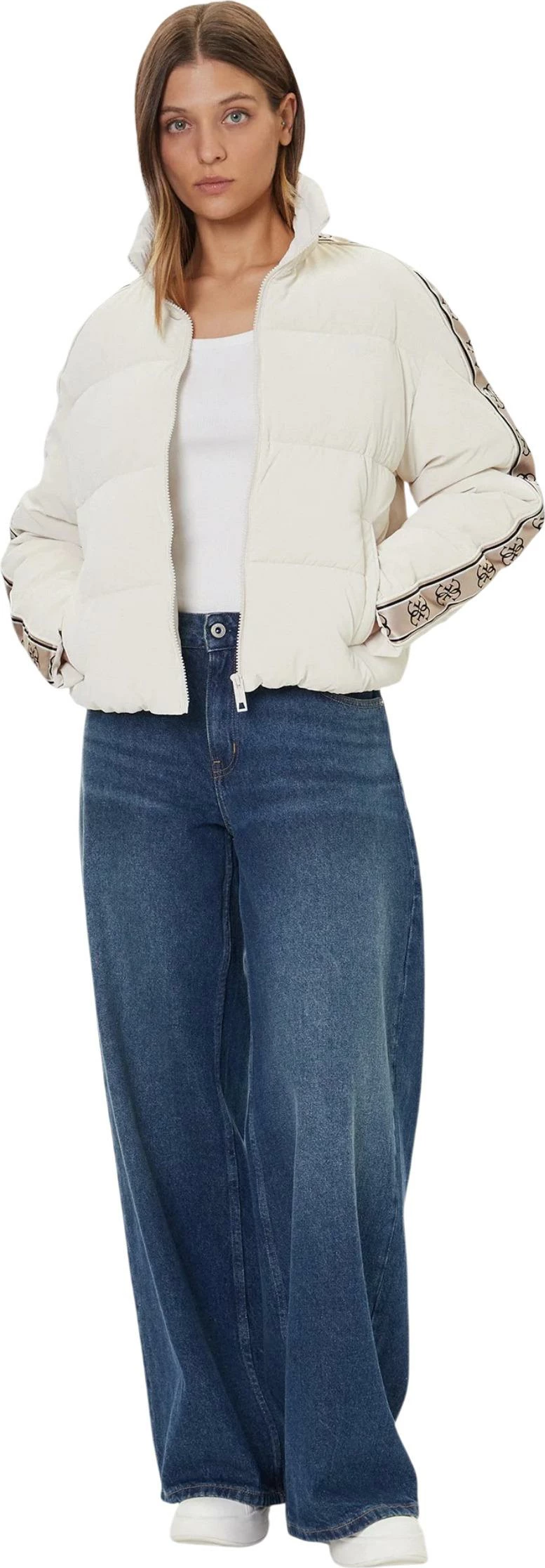 Jakne puffer për femra Guess Active New Jean V5BL11 WGYC2, fildishi [Madhësia: S]