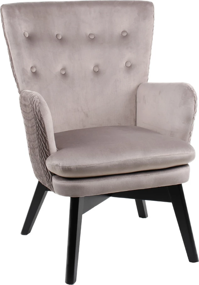 Fotel Loulou, kadife bezhë, 68x76x96 cm