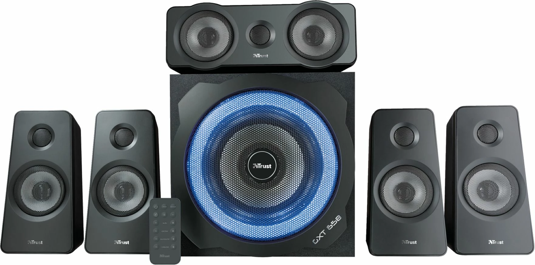 Altoparlantë Trust GXT 658 Titan, 5.1, 90W RMS, LED, të zeza