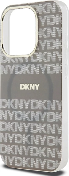 Mbështjellës DKNY IML Mono & Stripe MagSafe për iPhone 15 Pro, bezhë