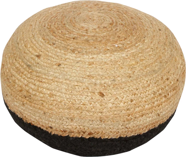 Puf prej jute Brana Inart, ngjyrë natyrale dhe blu, D40x30cm