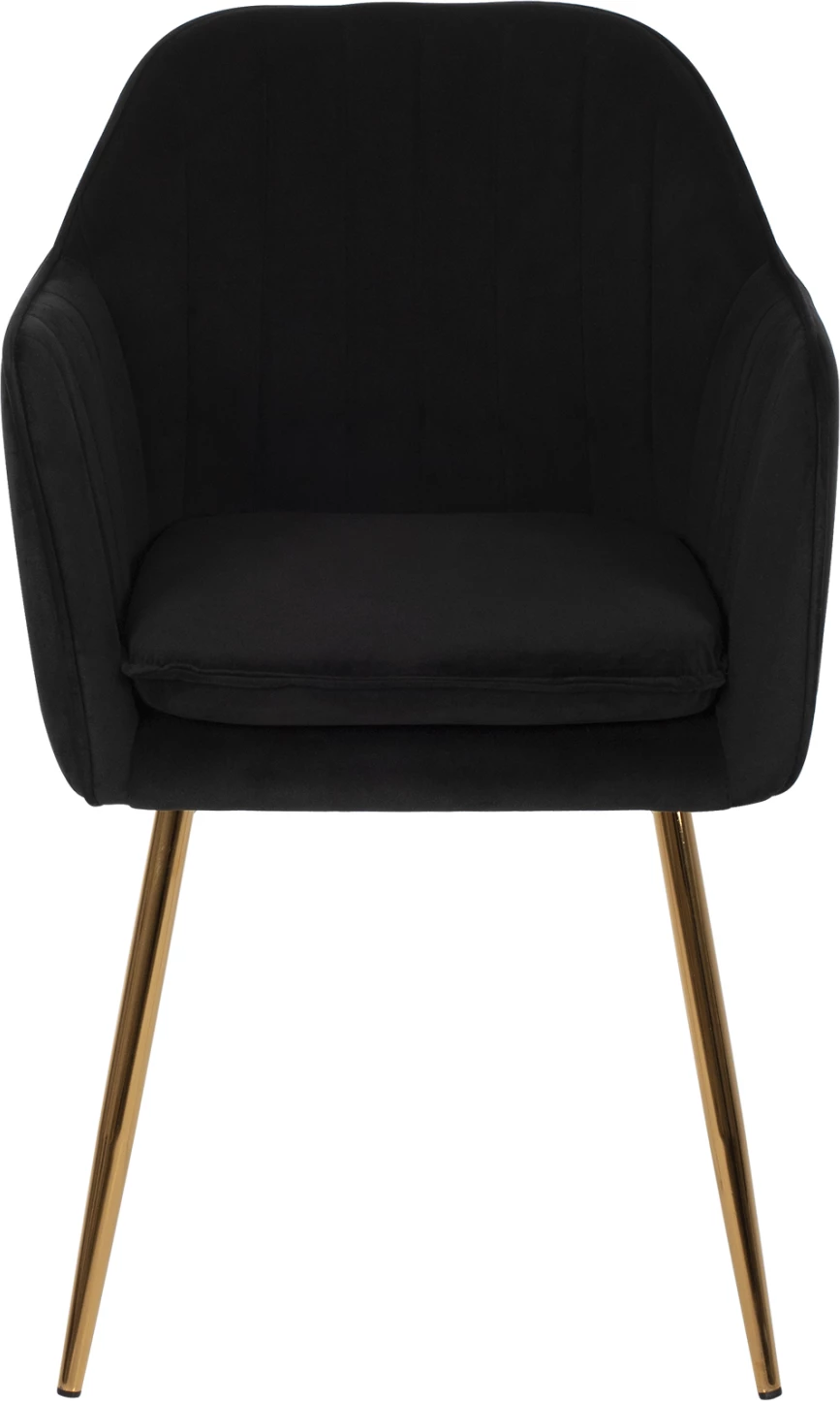 Karrige SAWYER FH8523.04 kadife e zezë dhe këmbë të arta 55Χ60Χ83Hcm, set prej 2 copash