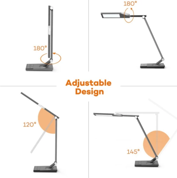 Llambë tavoline LED TaoTronics TT-DL16, kontroll me prekje, 12W, 1200lm, 5 moda ngjyre, USB 5V/2A, zi-gri