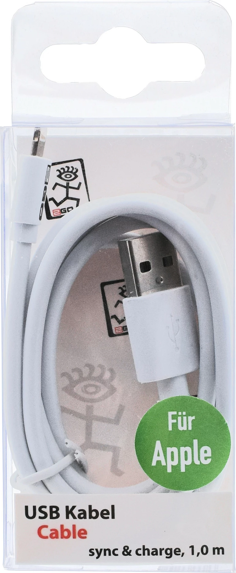 Kabllo 2GO 795781, Lightning në USB, 1m, e bardhë