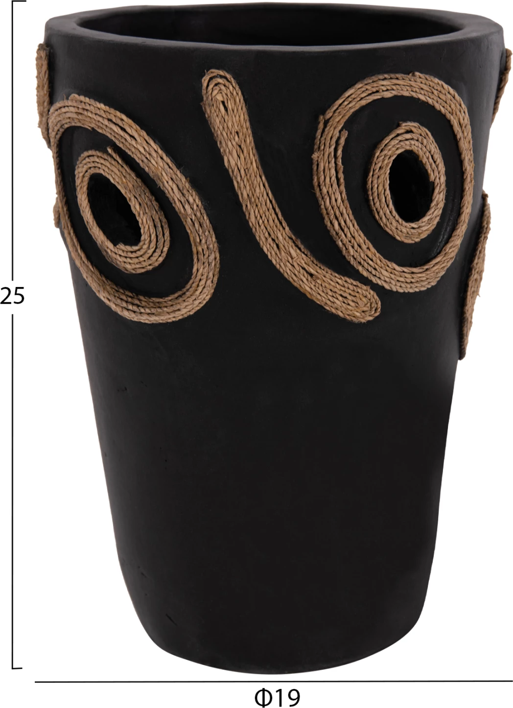 Vazo dekorative tavoline DEAN, terrakotë e zezë, FH4677.01S, 19x25cm