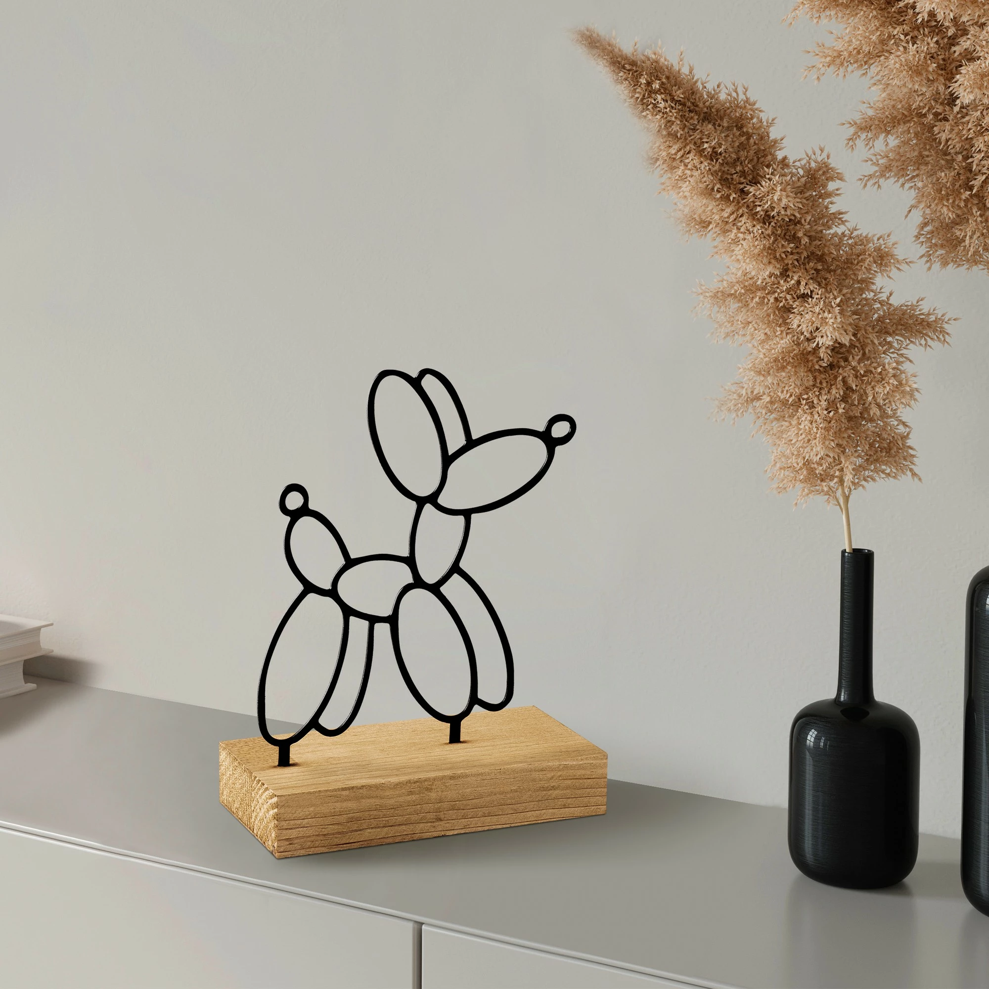 Objekt dekorativ Aberto Design Swell, ngjyrë druri dhe e zezë