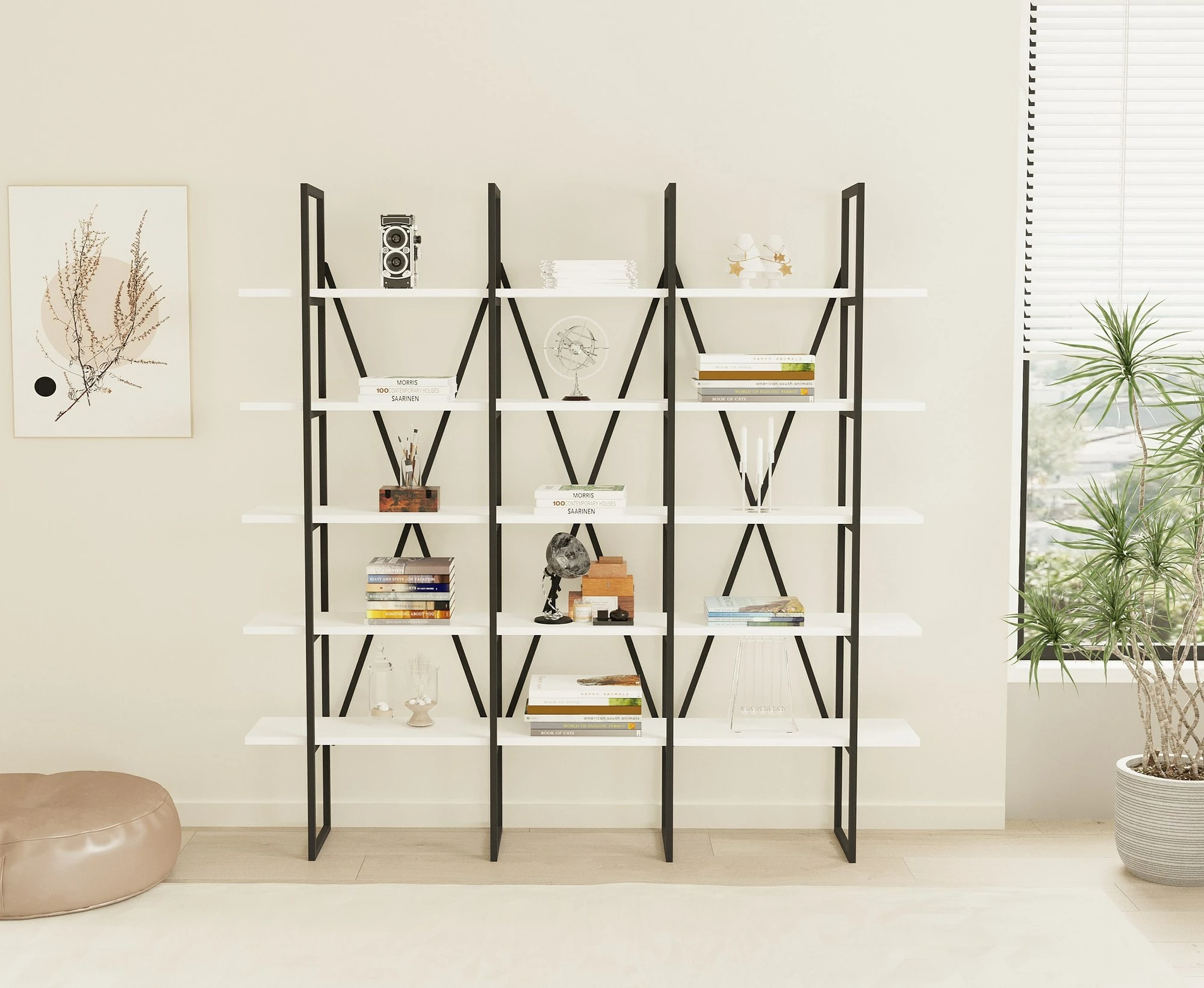 Raft librash Hanah Home, Beylerbeyi, i bardhë e i zi