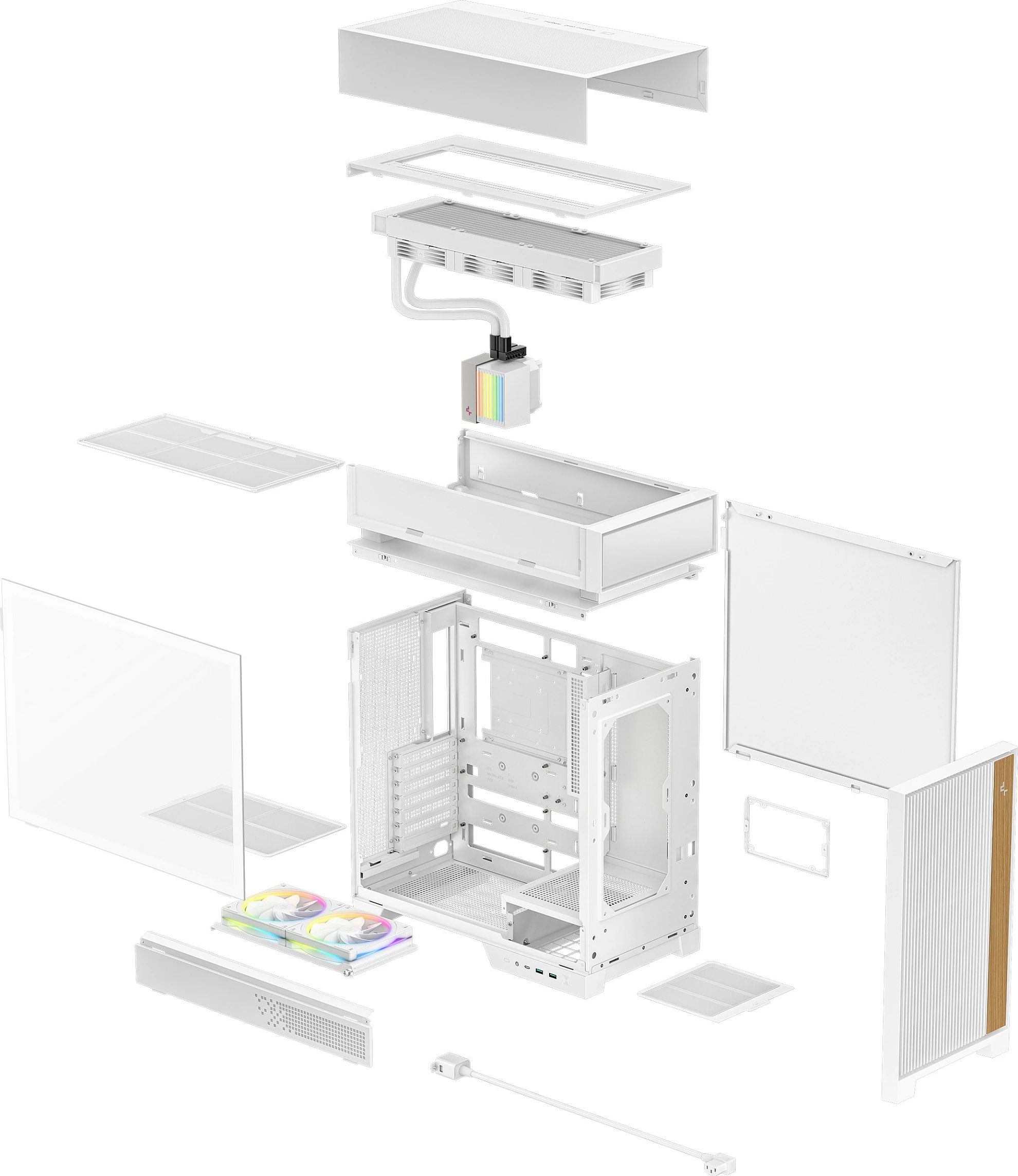 Kasë DeepCool CL6600, Midi Tower, ATX/micro ATX/Mini-ITX, xham i temperuar, RGB, e bardhë