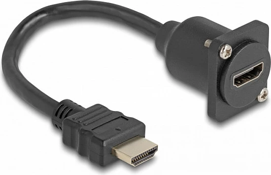Kabllo HDMI DeLOCK D-Type, HDMI-A mashkull në HDMI-A femër, 4K, e zezë