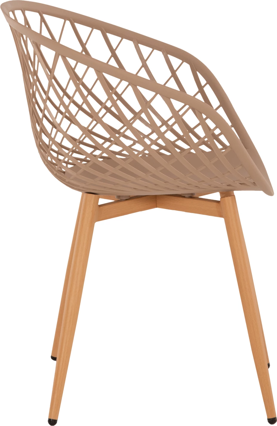 Karrige me krahë ARIADNE FH8001.13, ngjyrë kapuçino, këmbë metali, ngjyrë druri natyral, 63x56x80H cm, set prej 4 copash