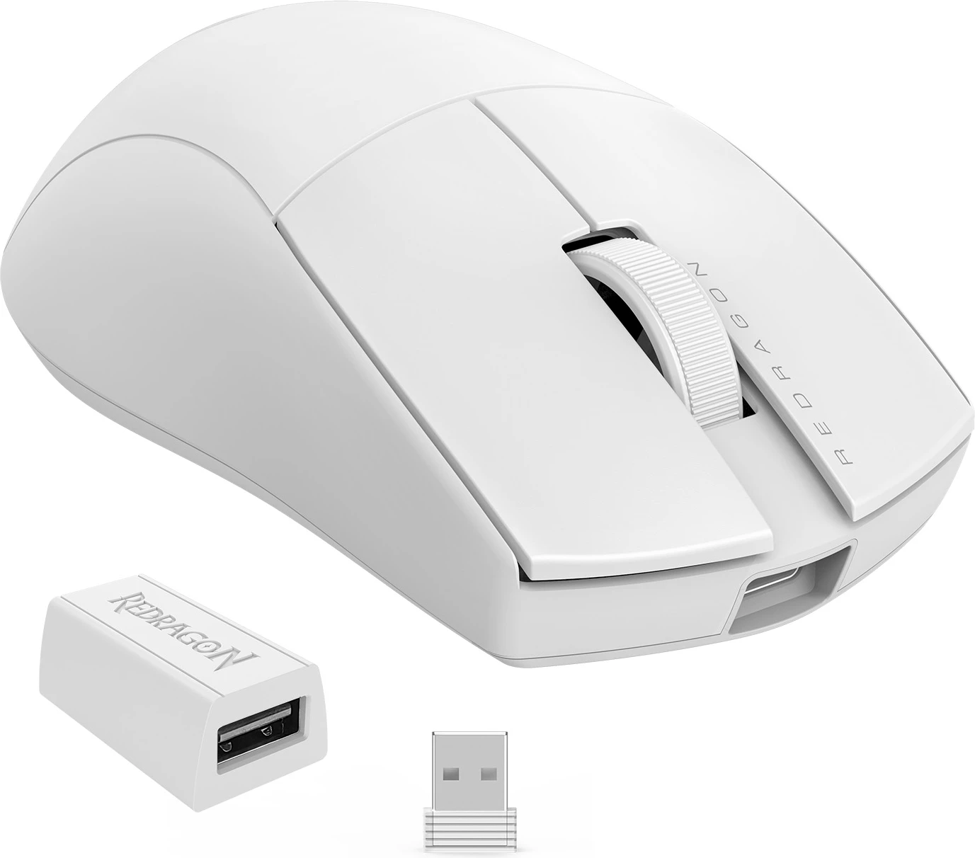 Maus Redragon K1NG Standard M916-STD-1K, 24000 DPI, 49 g, wired/2.4G/BT, e bardhë, me dongël USB