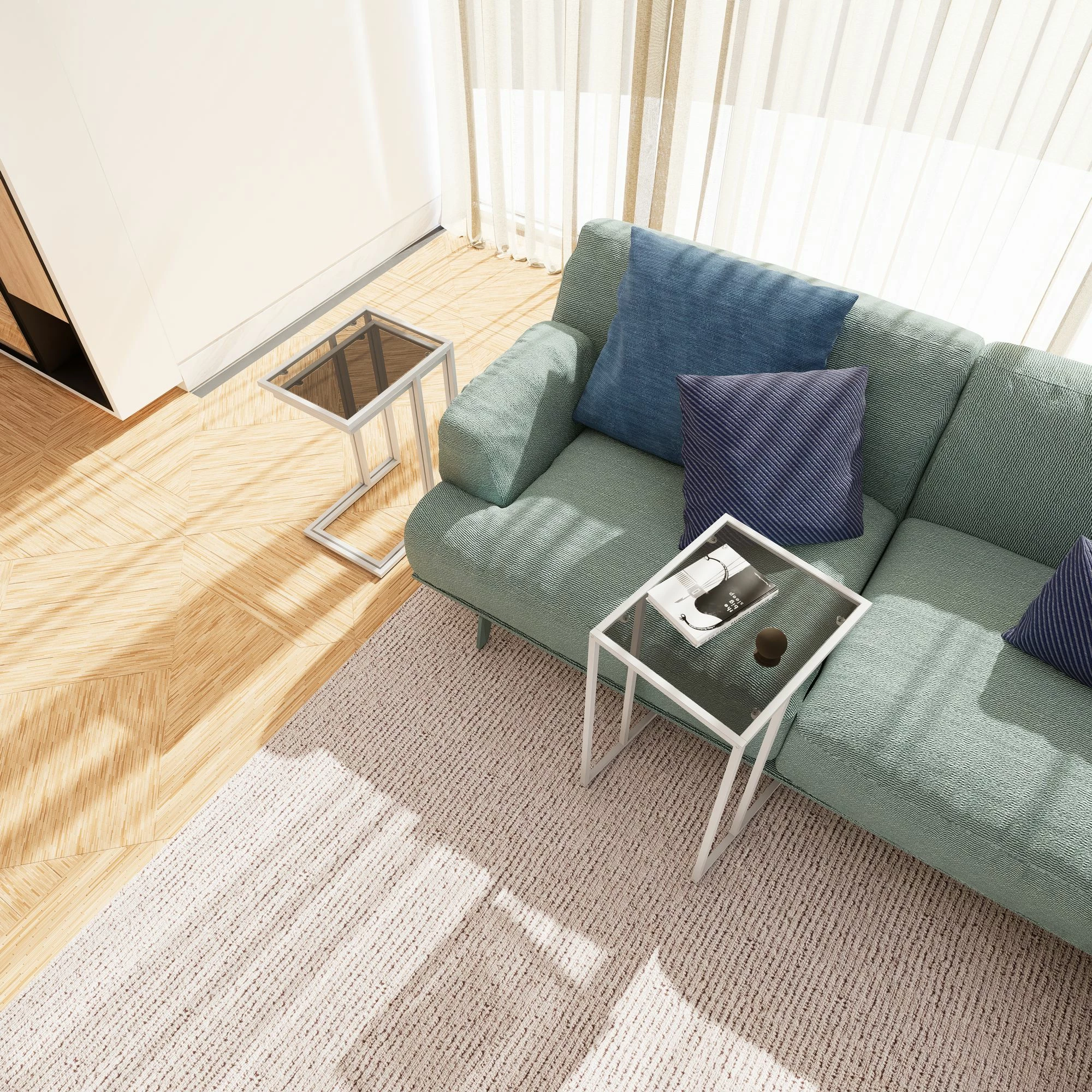 Set tavolinash të vendosshme, 3 copë, Hanah Home Ibiza C, e bardhë, fume