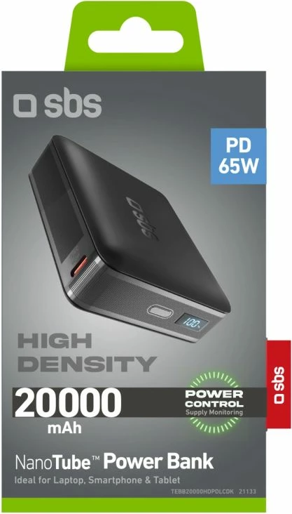 Power bank SBS HD 65W 20000mAh, e zezë