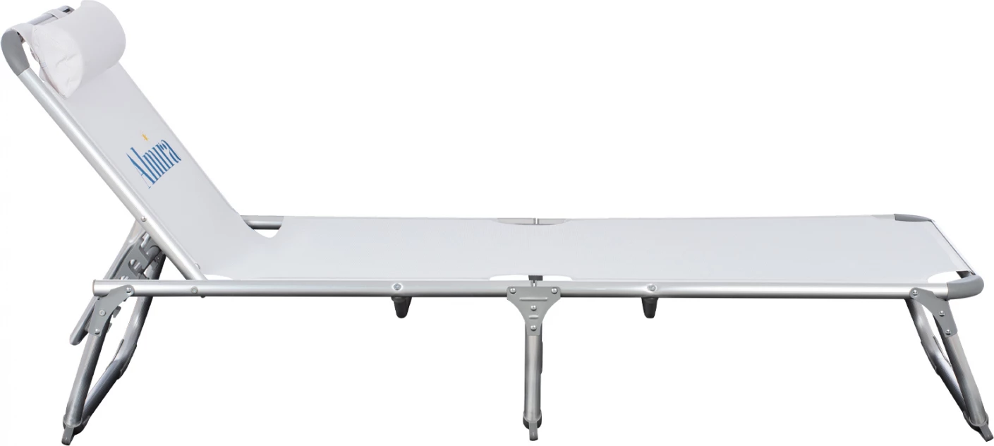 Shezllon për plazh, tipi i rëndë, ngjyrë e bardhë, alumini, FH5054.03, 188x58x31-81 cm