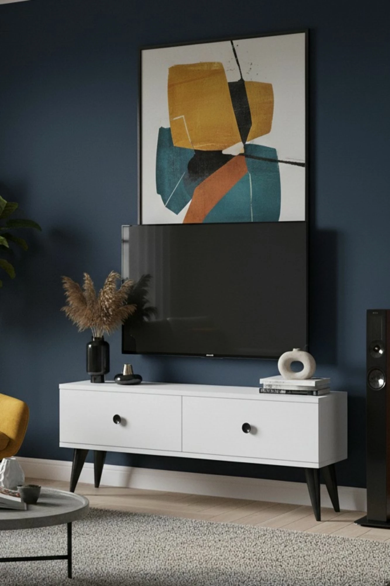 Komodë TV Skye Decor, Mona 120, e bardhë