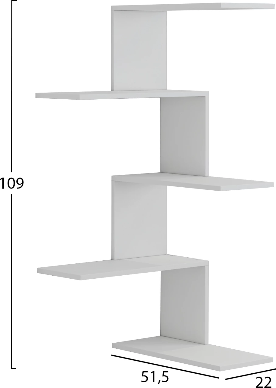 Rafta muri RORY, melaminë, ngjyrë e bardhë, 22x51.5x109H cm