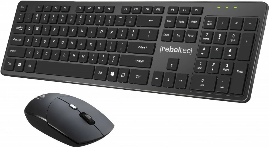 Set wireless tastierë + maus Rebeltec MAXIM, 104 taste, 2.4GHz, Nano USB, i zi
