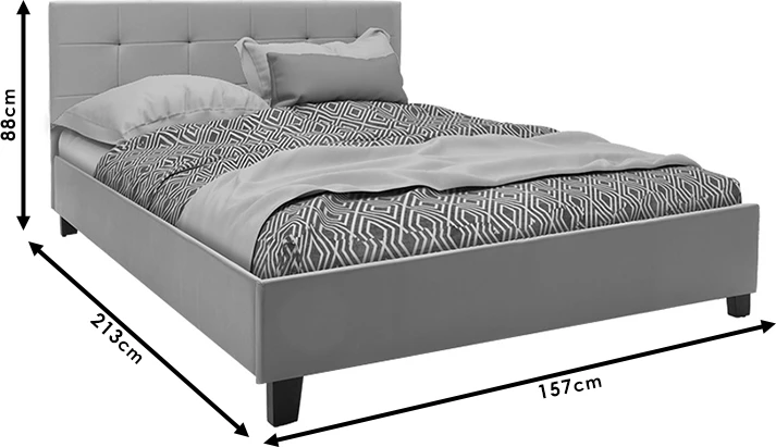 Krevat dopio Mago pu ngjyrë gri mat 150x200cm