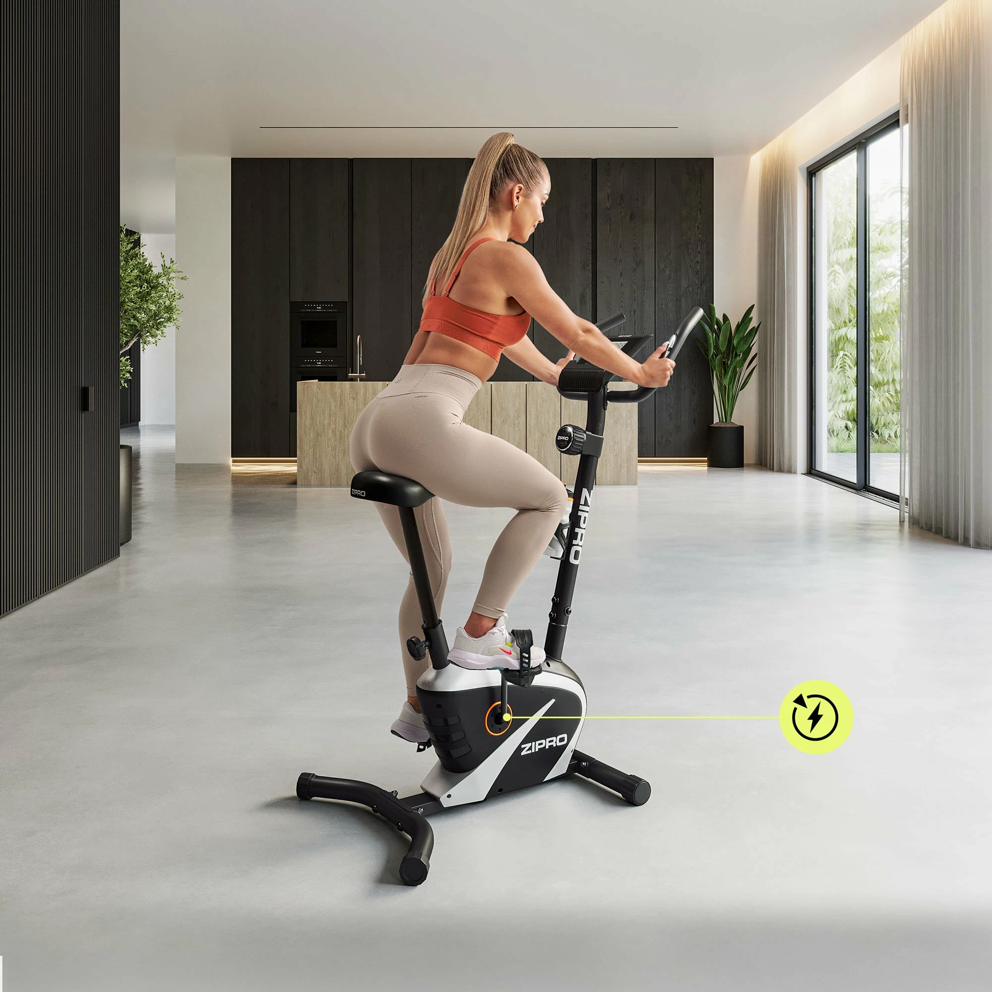 Biçikletë stacionare Zipro Beat RS, rezistencë magnetike, vertikale, 8 nivele, max 120 kg, e zezë