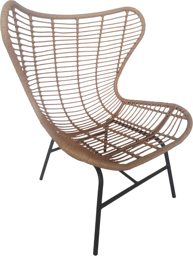 Fotel Butterfly, natyral, jastëk i zi, 89x78x106.5cm