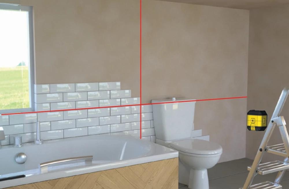 Nivel laser kryq Stanley Cubix Red Glow STHT77498-1 12 m, i kuq, set me mbajtës + 2x AA + kuti