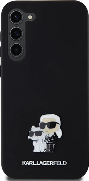 Mbështjellës Karl Lagerfeld Silicone Karl&Choupette Metal Pin për Samsung Galaxy S24+, i zi