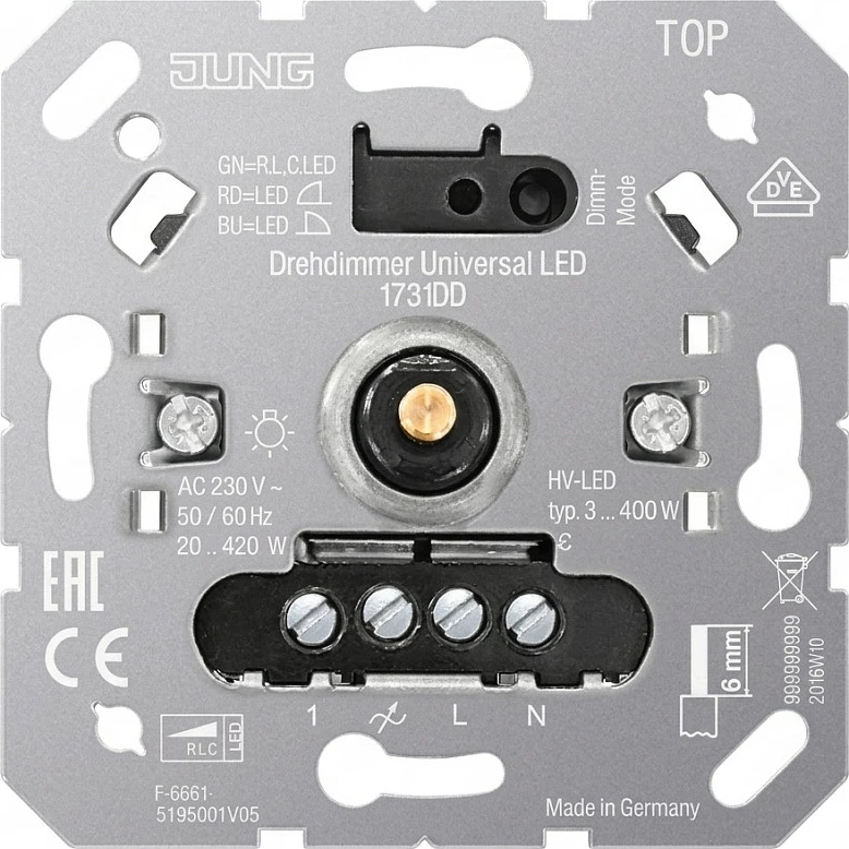 Dimer rrotullues Jung 1731DD, UNI LED 3-100W / 20-420W/VA