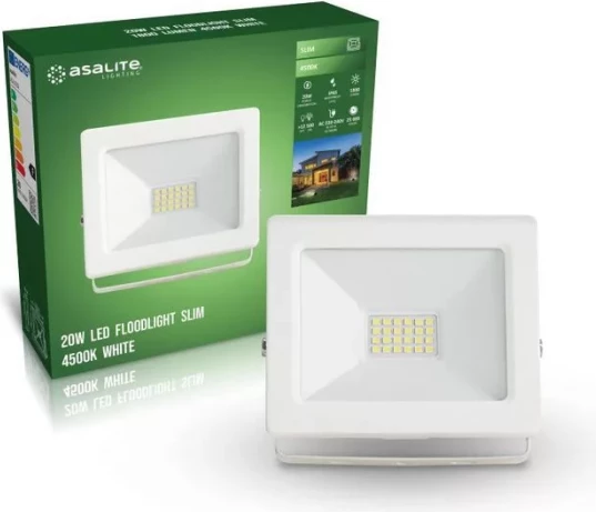 Reflektor LED Asalite ASAL0292 Slim 20W 4500K 1800 lm IP65, i bardhë