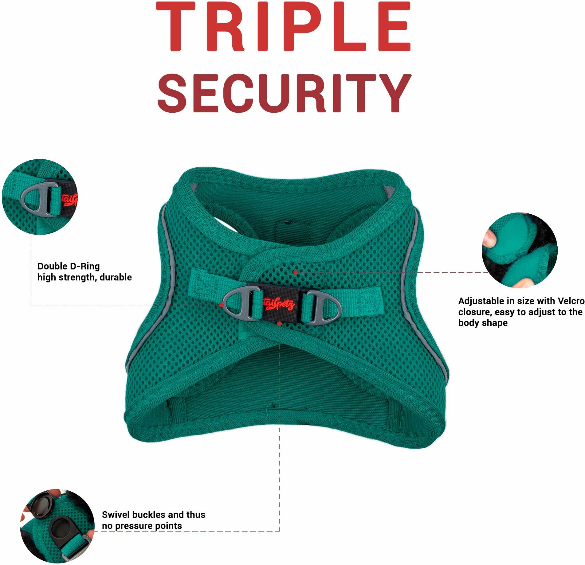 Parzmore për qen, Air-Mesh, ngjyrë smeraldi