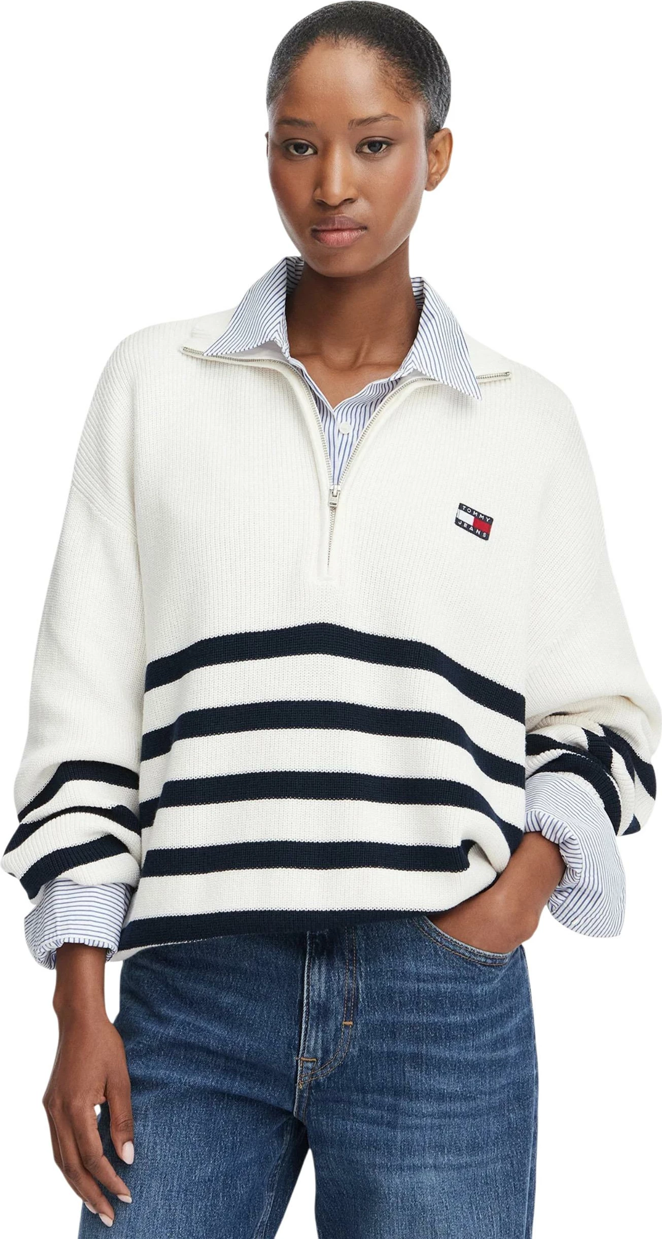 Xhemper për femra Tommy Hilfiger Jeans DW0DW22928, i bardhë